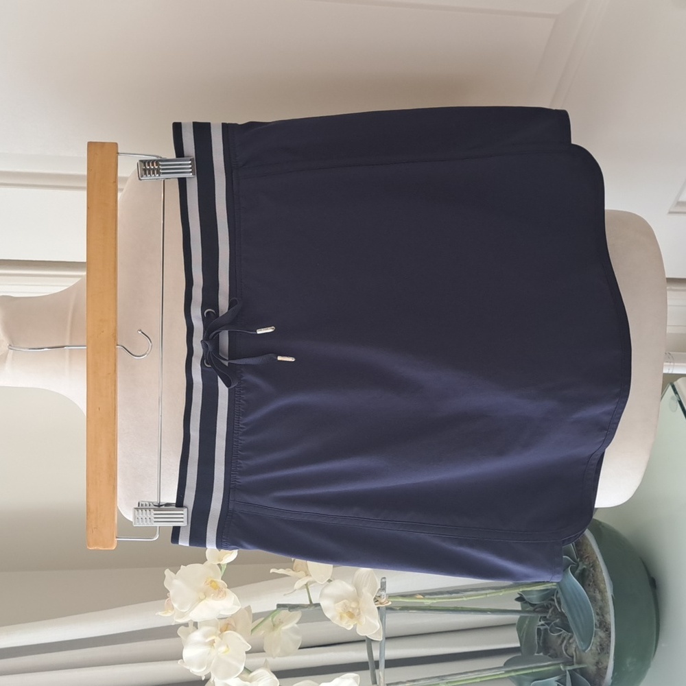 Athleta Womens‎ Sonara Navy Athletic/Tennis/Golf Skort Elastic Striped Waist S-6